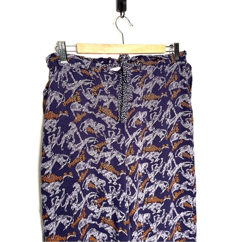 Xhilaration | Navy Animal Print Tiger Pull On Wide Leg Crop Pants Size Medium - Picture 2 of 7